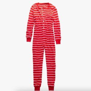 Aerie Soft Pajama Onesie Large Red and White stripes